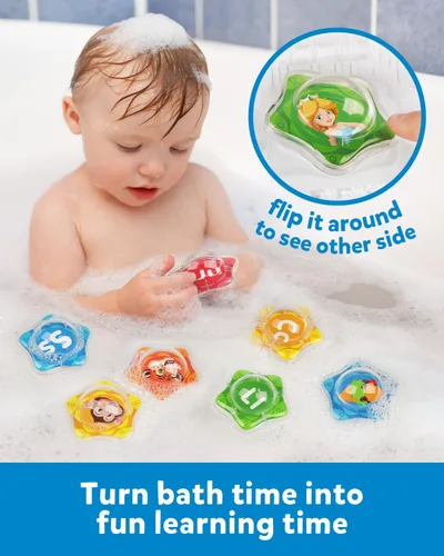 Miniatura 2 de Coogam Juguetes flotantes de baño con estrella de mar, juego de 26 letras del alfabeto para bañera, juguete educativo Montessori para piscina