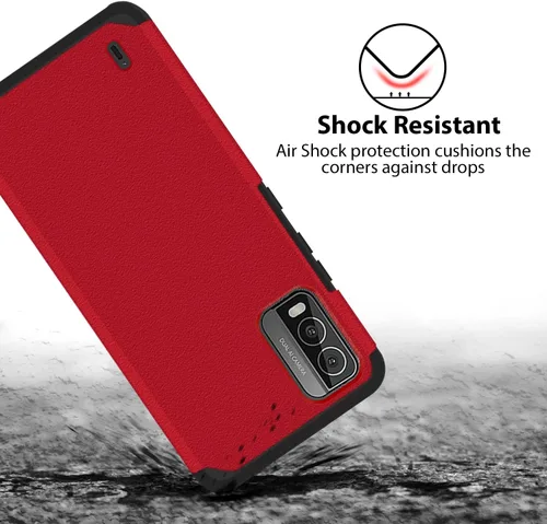 Miniatura 3 de TJS Funda compatible con Nokia C210, con protector de pantalla de vidrio templado de doble capa, soporte magnético híbrido a prueba de golpes, funda