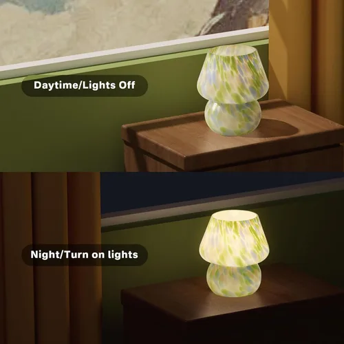 Miniatura 5 de Dawnwake Lámpara de Mesa con Forma de Hongo para Dormitorio, Pequeñas Lámparas de Escritorio de Mesita de Noche para Sala de Estar, Decoración