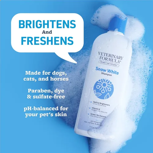Miniatura 3 de Veterinary Formula Smart Coat Complex Snow White Shampoo para perros y gatos, 17 onzas líquidas, elimina suavemente las manchas y el amarillamiento