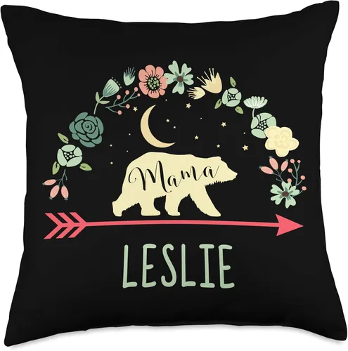 Miniatura 5 de Mama Bear Leslie Name Gifts Leslie - Cojín de regalo personalizado con nombre, diseño de oso de mamá para decoración del hogar, 16.0 x 16.0 in