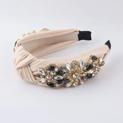 Miniatura 2 de Diademas anudadas para mujer, diadema de cristal con diamantes de imitación, joyería hecha a mano, accesorios para el cabello, banda ancha de moda