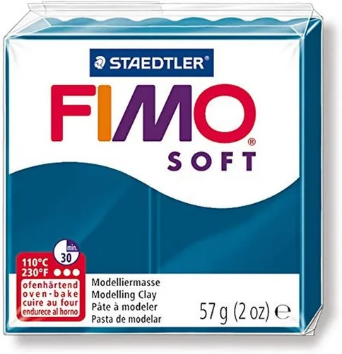 STAEDTLER FIMO - Arcilla de polímero suave – Arcilla para hornear al horno para joyas, escultura, manualidades, azul Calypso 8020-31