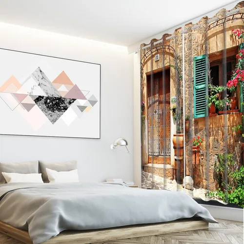 Miniatura 56 de Cortinas japonesas con pintura de tinta, monte Fuji, sol rojo, puesta de sol, hojas de bambú, cortinas de ventana para dormitorio, sala de estar