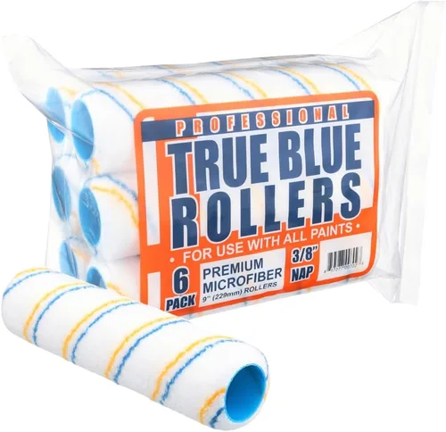 True Blue Cubiertas de rodillo de pintura profesional de 9 pulgadas, 9 pulgadas, lo mejor para todo tipo de superficies de pintura, paquete de