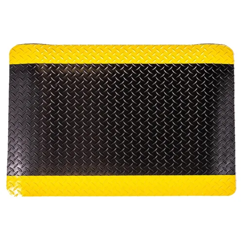 Miniatura 2 de Durable Corporation alfombra industrial de vinilo diamante, esponjosa, antifatiga, para interiores., Negro con amarillo (black With Yellow Border), 1