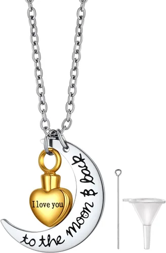 Miniatura 24 de Richsteel Collares de urna para cenizas para mujeres y hombres, collar con colgante de cremación para cenizas, joyería conmemorativa de acero