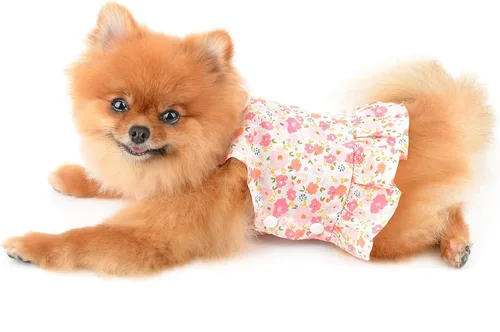 Miniatura 4 de SMALLLEE_LUCKY_STORE Vestido floral de arnés para perro, lindo vestido de verano con correa para mascotas para perros pequeños, gatos y niñas