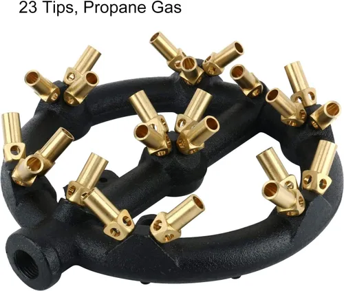 Miniatura 5 de Homend Quemador de chorro de gas propano para la gama de wok chinos, parrilla, salteado, cuerpo de hierro fundido con boquilla redonda con 23 puntas