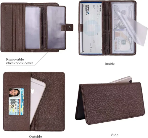 Miniatura 7 de Itslife Billetera para mujer, de gran capacidad, con bloqueo RFID, de cuero, para tarjetas de crédito, cartera con soporte para chequera
