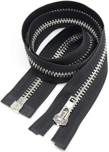 Miniatura 2 de YaHoGa #10 - Chaqueta separadora plateada de 22 pulgadas, cremallera de metal, cremalleras de metal resistentes para chaquetas, abrigos de costura