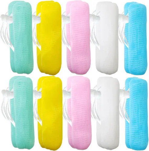 GXXMEI Bolsa de jabón de malla exfoliante para jabón, bolsa de espuma de burbujas para herramienta de limpieza facial corporal, 5 colores