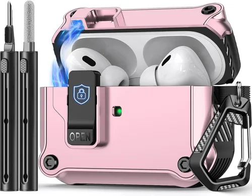 Miniatura 47 de Pohgelan - Funda compatible con AirPods Pro 2ª/1ª (azul) Cerradura magnética automática con kit de limpieza, compatible con Magsafe