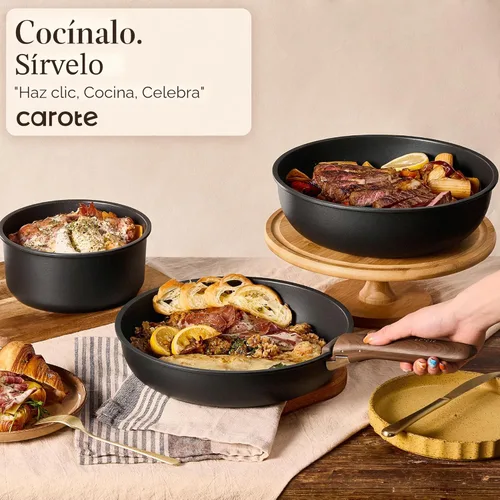 Miniatura 7 de CAROTE 19 piezas ollas y sartenes antiadherentes, juegos de utensilios de cocina con mango desmontable, ollas y sartenes de cocina de inducción