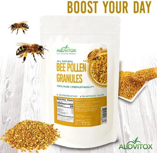 Miniatura 4 de Alovitox Gránulos de Polen de Abeja 8 Oz Polen de Abeja 100% Puro y Orgánico para Dragones Barbudos Superalimento Polen de Abeja Orgánico