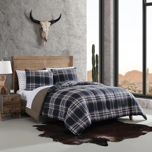 Miniatura 2 de Wrangler - Juego de edredón Queen, ropa de cama suave y reversible con diseño de puntada de caja, ropa de cama inspirada en Yellowstone, juego