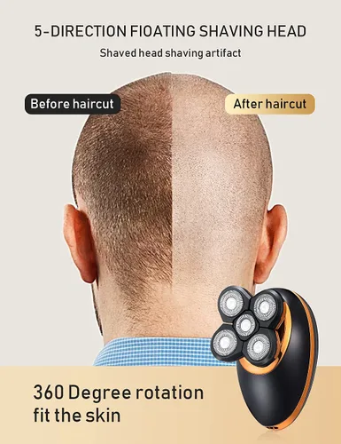 Miniatura 2 de Afeitadoras eléctricas para hombres, afeitadoras 5 en 1 de cabeza calva para hombres, 5D flotante inalámbrica, recargable, portátil, kit de aseo