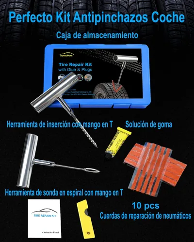 Miniatura 2 de Kit de reparación de neumáticos con tapones, kit de tapones de neumáticos de servicio pesado profesional para automóvil, ATV, motocicleta, camión