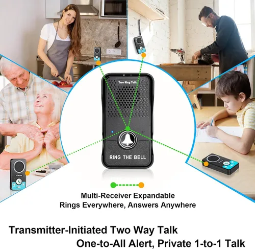 Miniatura 4 de Timbre inalámbrico con altavoz de audio de 2 vías, timbre de puerta de conversación natural manos libres, rango de 1300 pies, volumen de 8 niveles