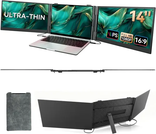Miniatura 12 de Extensor de pantalla para portátil de 14 pulgadas, monitor portátil ultrafino y ligero FHD 1080P IPS, pantalla de viaje para portátiles de 13-17.3