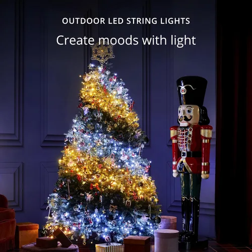 Miniatura 2 de Twinkly Cuerdas de 250 luces LED blancas, cadena de luces LED para exteriores e interiores, luces blancas de Navidad de cálido a fresco, LED