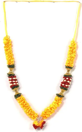 Miniatura 10 de ASHIRWAD Guirnalda de flores artificiales de 9 pulgadas, cinta de cuentas, pequeña estatua de ídolo grande mala, artículos indios Pooja Diwali Puja