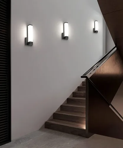 Miniatura 5 de Luces de Pared Regulables para Dormitorio Modernas Apliques LED Negros para Interiores Pasillo Luz de Esquina 12 Pulgadas de Altura 12W 4000K