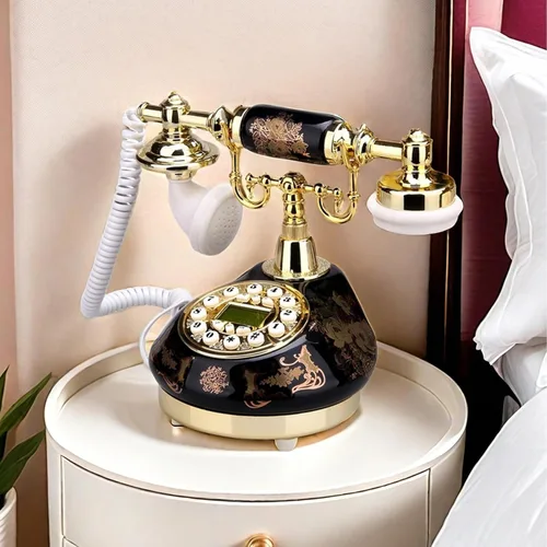 Miniatura 2 de Teléfono Fijo Antiguo con Cable de Estilo Vintage 1960, Sistema de Teléfono Vintage con Cable para Casa y Oficina, Conjunto de Teléfono Retro