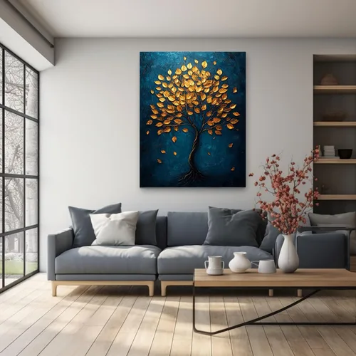 Miniatura 3 de VOCBAN Tree of Life Wall Art The Picture Artwork Canvas Prints Tree Pictures Poster Retro Artwork for Bedroom Living Room Home Decoration(blue blue