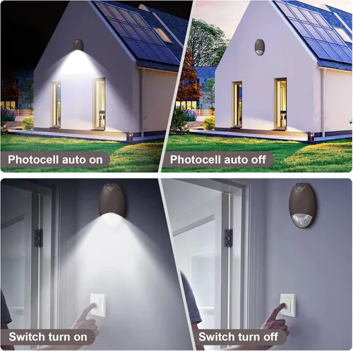 Miniatura 3 de Luz de emergencia LED para exteriores con sensor de fotocélula de reserva de batería, diagnóstico de autoprueba, paquete de pared comercial Marrón