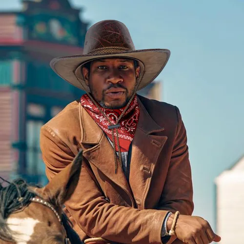 Miniatura 2 de L'VOW Conjunto de sombrero de vaquero retro de piel sintética con bandana para mujeres y hombres, disfraz temático de fiesta