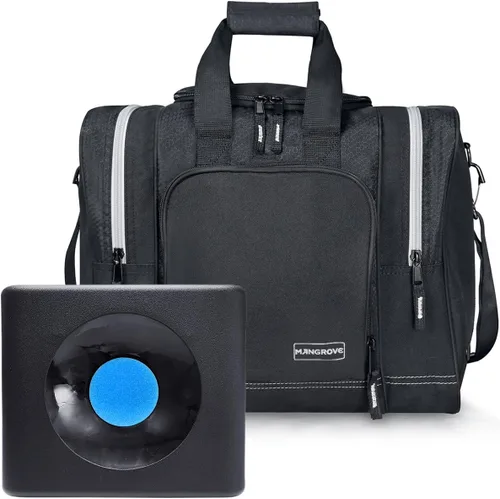 Mangrove Bolsa de boliche para bola individual, bolsa de bolos 2025 con soporte de bola de plástico, bolsa de bolos duradera para zapatos de bolos