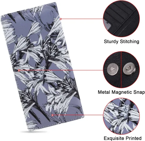 Miniatura 120 de HUA ANGEL Billetera para mujer, ultra delgada y delgada, con bloqueo RFID, tarjetero de crédito, doble embrague, carteras largas, regalo para A-ámbar