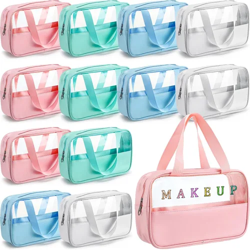 Miniatura 11 de Buryeah 9 piezas translúcidas bolsa de maquillaje organizador de artículos de tocador para mujeres y hombres, bolsa de viaje portátil impermeable