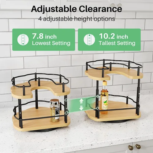 Miniatura 6 de Lazy Susan Organizador de especias – Organización de especias para gabinete, mesa giratoria ajustable para despensa, cocina, organizador giratorio