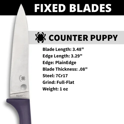 Miniatura 3 de Spyderco Counter Puppy - Cuchillo de cocina de 6.9 pulgadas con hoja de acero inoxidable 7Cr17 resistente a la corrosión de 3.46 pulgadas y mango