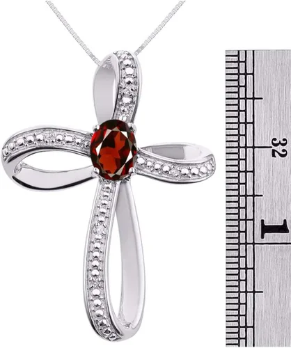 Miniatura 3 de RYLOS Collares para mujer de plata 925 con colgante de cruz de piedras preciosas y diamantes auténticos con cadena de 180in x 0236in piedra natal