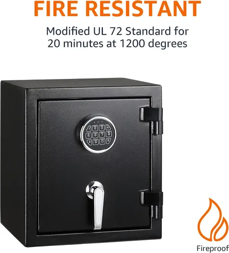 Miniatura 2 de Amazon Basics Caja fuerte de seguridad resistente al fuego con teclado electrónico programable, para asegurar objetos de valor y documentos