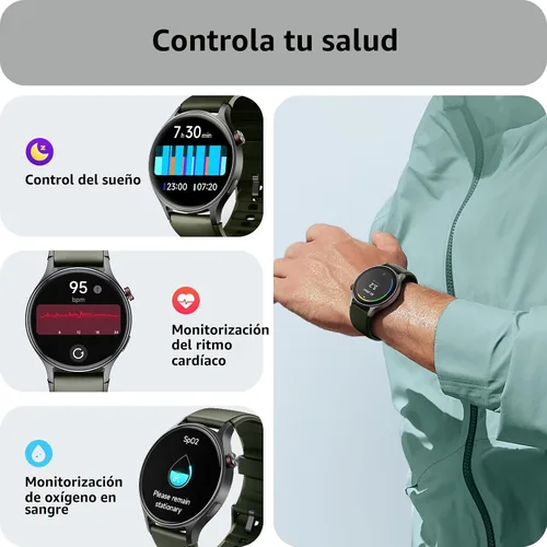 Miniatura 2 de Reloj inteligente para hombres y mujeres, responder/hacer llamadas, rastreadores de actividad con pantalla ultra clara AMOLED con monitor