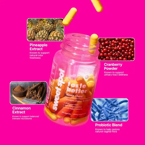 Miniatura 3 de Sweet Spot - Suplemento de salud vaginal de piña y arándano, 60 cápsulas, refresca el sabor, promueve el equilibrio femenino, el equilibrio del pH