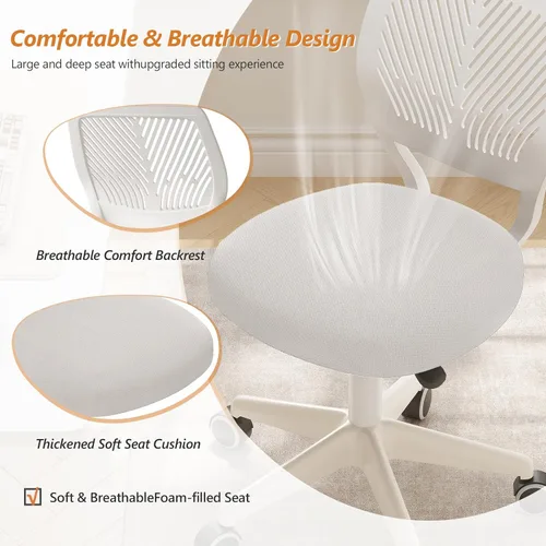 Miniatura 4 de JPBSTO Silla de escritorio sin brazos, silla de oficina giratoria ajustable en altura con sillas de tarea rodantes con cojín acolchado de malla