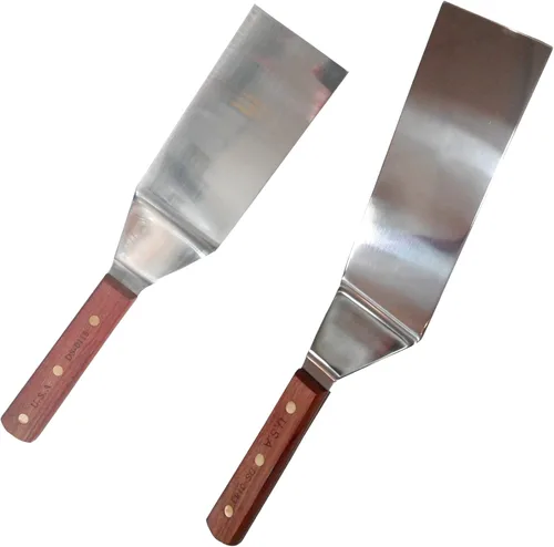 Sunrise Kitchen Supply Espátula giratoria de acero inoxidable (6"x3" + 8"x3")
