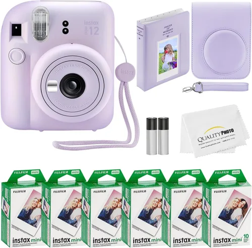 Miniatura 10 de Fujifilm Cámara instantánea Instax Mini 12 + 60 impresiones fotográficas + paquete de calidad fotográfica, funda, calcomanías decorativas, marcos