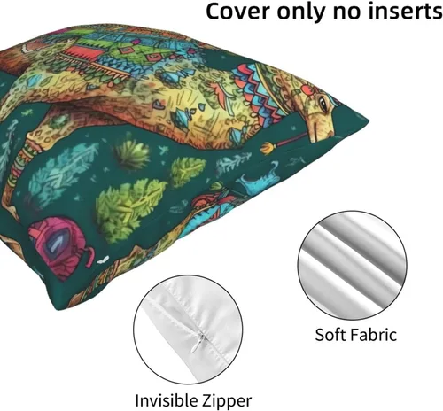 Miniatura 5 de Fundas de almohada con estampado de dibujo a mano de camello colorido, funda de cojín cuadrada, funda de cojín suave, funda de almohada