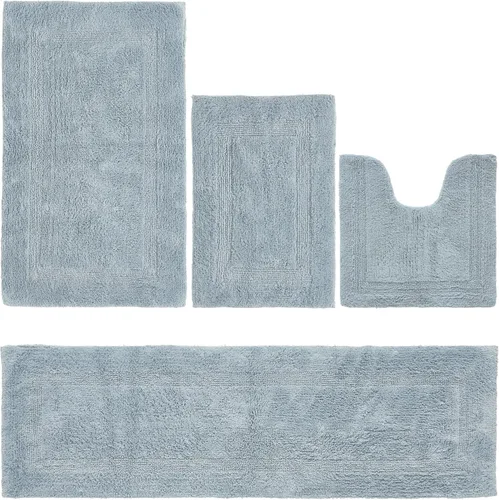Better Trends Juego de 4 alfombras de baño de lujo, 100% algodón, suaves, absorbentes de agua, reversibles, lavables a máquina, para decoración de