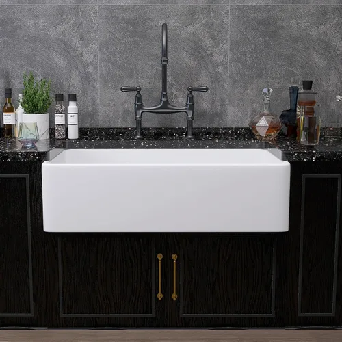 Miniatura 20 de Miuara Fregadero de Granja 30 Pulgadas - Fregadero de Cocina Delantal Blanco Montado Inferior Reversible 30"x20"x10", Estilo Casa de Granja Tazón