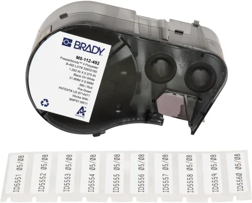 Miniatura 28 de Brady Auténticas etiquetas envolventes de vinilo autolaminables (M4-91-427) de 1.5 pulgadas de alto x 1 pulgada de ancho, negro sobre blanco