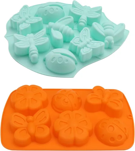 Beasea Moldes de silicona para jabón, 2 moldes para pastel de mariposa, moldes para jabón, bandeja de hielo de silicona, para manualidades, para