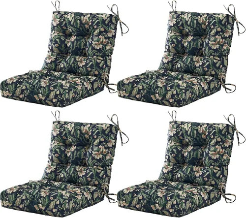 Miniatura 14 de BLISSWALK Cojines para sillas de exterior, 40 x 20 x 4 pulgadas, cojín de mimbre grueso con respaldo bajo y lazos para muebles de patio, floral