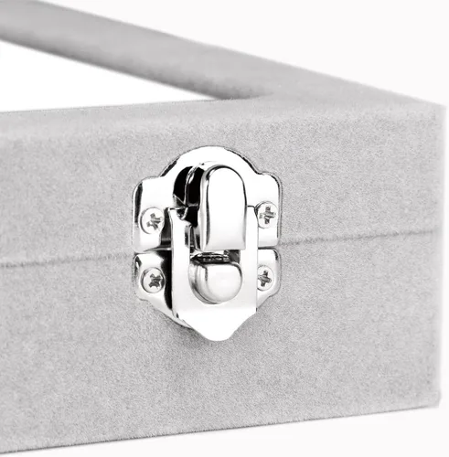 Miniatura 5 de Joyero de terciopelo con 24 rejillas para joyas, caja organizadora de exhibición, bandeja para anillos, estuche de almacenamiento para niñas